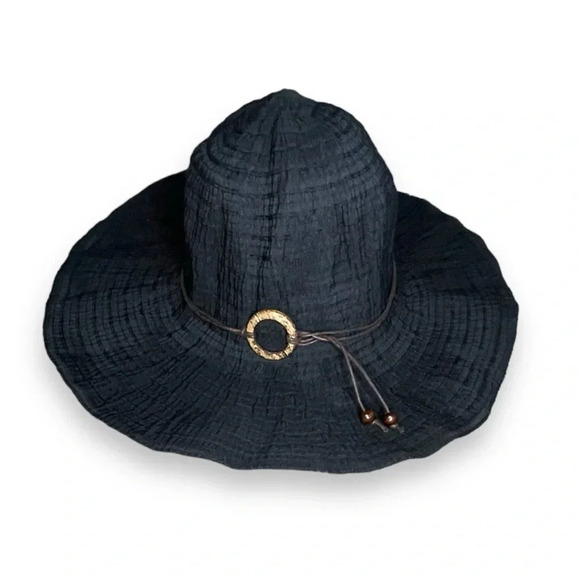 Black Adjustable Brim - Wide Brim Sun Hat - Adult One Size - Picture 11 of 11